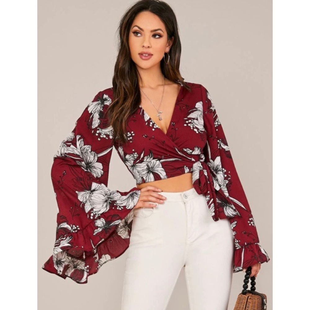Floral Wrap Top